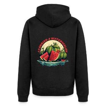 I Carried A Watermelon 18 - Unisex Premium Bio Zip Hoodie - Schwarz - Hinten - Nico (187cm)