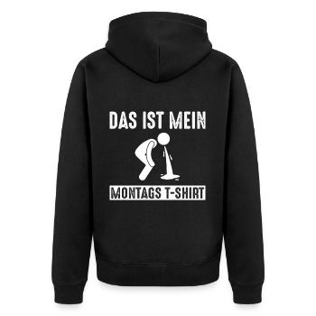 Das Ist Mein Montags Montag - Unisex Premium Bio Zip Hoodie - Schwarz - Hinten - Nico (187cm)