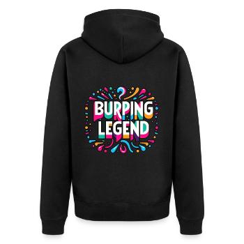 Burping Legend 12 - Unisex Premium Organic Zip Hoodie - black - Back - Nico (187cm)