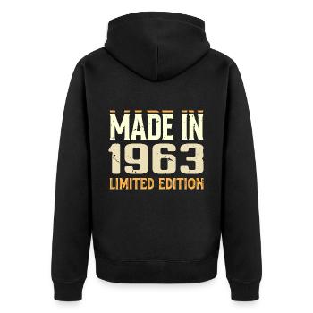 Cadeau Anniversaire 1963 Génial Depuis 1963 Retro - Veste à capuche bio Premium Unisexe - noir - Dos - Nico (187cm)
