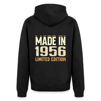 Tolles Geschenk zum Jubiläum von 1956 seit 1956 Retro - Unisex Premium Bio Zip Hoodie - Schwarz - Hinten - Nico (187cm)