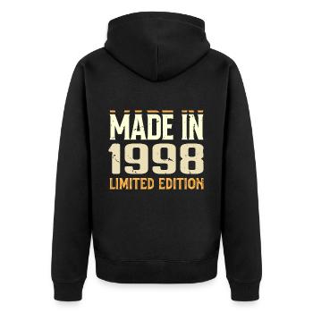 Tolles Geschenk zum Jubiläum 1998 von 1998 Retro - Unisex Premium Bio Zip Hoodie - Schwarz - Hinten - Nico (187cm)