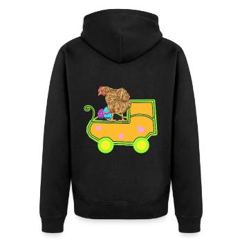 Huhn Eier Schwanger Schwangerschaft Geburt - Unisex Premium Bio Zip Hoodie - Schwarz - Hinten - Nico (187cm)