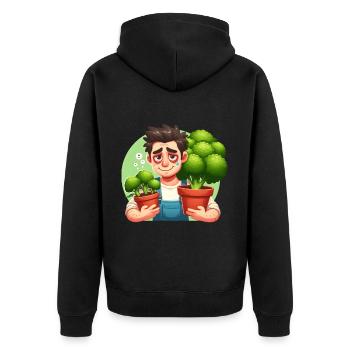 Jardinier épuisé avec brocoli - Veste à capuche bio Premium Unisexe - noir - Dos - Nico (187cm)