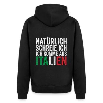Italien Italiener Vaffanculo - Unisex Premium Bio Zip Hoodie - Schwarz - Hinten - Nico (187cm)