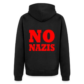 No nazis - Unisex Premium Organic Zip Hoodie - black - Back - Nico (187cm)