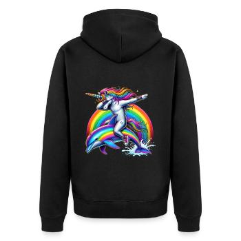Drôle Dabbing Licorne Fermier Amoureux des animaux Dab - Veste à capuche bio Premium Unisexe - noir - Dos - Nico (187cm)