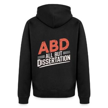 ABD All But Dissertation 9 - Unisex Premium Bio Zip Hoodie - Schwarz - Hinten - Nico (187cm)