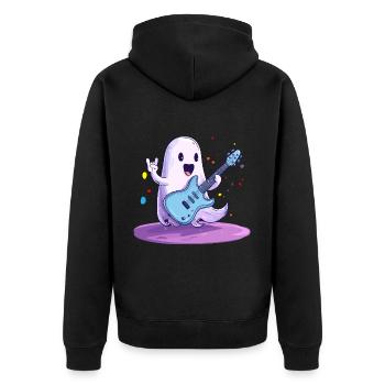 Geist Gitarrist Halloween - Unisex Premium Bio Zip Hoodie - Schwarz - Hinten - Nico (187cm)