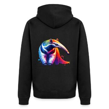 Anteater - Unisex Premium Organic Zip Hoodie - black - Back - Nico (187cm)