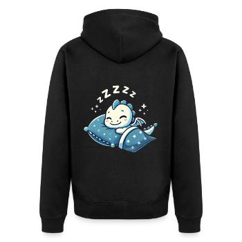 Dragon Sleeping In Bed At Night Time - Unisex Premium Bio Zip Hoodie - Schwarz - Hinten - Nico (187cm)