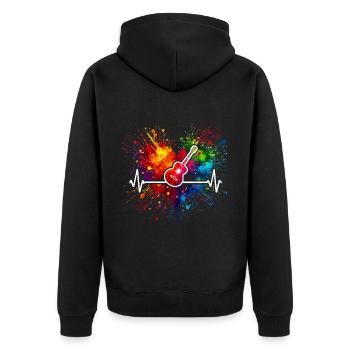 Gitarre Herzschlag - Unisex Premium Bio Zip Hoodie - Schwarz - Hinten - Nico (187cm)