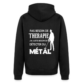 Détecteur de métal thérapie humour homme cadeau - Veste à capuche bio Premium Unisexe - noir - Dos - Nico (187cm)