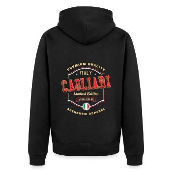 Cagliari Italie City Font Vintage Rétro - Veste à capuche bio Premium Unisexe - noir - Dos - Nico (187cm)