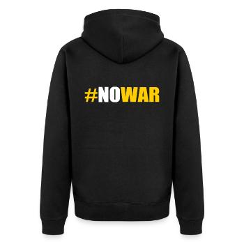 No war - Unisex Premium Organic Zip Hoodie - black - Back - Nico (187cm)