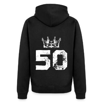 Couronne de 50 numéros - Veste à capuche bio Premium Unisexe - noir - Dos - Nico (187cm)