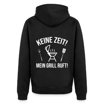 Grillen Grill Witziger Spruch - Unisex Premium Bio Zip Hoodie - Schwarz - Hinten - Nico (187cm)