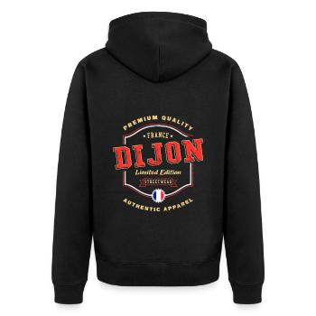 Dijon Frankreich Stadt Schrift Vintage Retro - Unisex Premium Bio Zip Hoodie - Schwarz - Hinten - Nico (187cm)