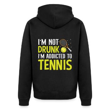 Ich Bin Süchtig Nach Tennis Lustige Sportspieler - Unisex Premium Bio Zip Hoodie - Schwarz - Hinten - Nico (187cm)