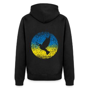Ukraine Dove of Peace - Unisex Premium Organic Zip Hoodie - black - Back - Nico (187cm)