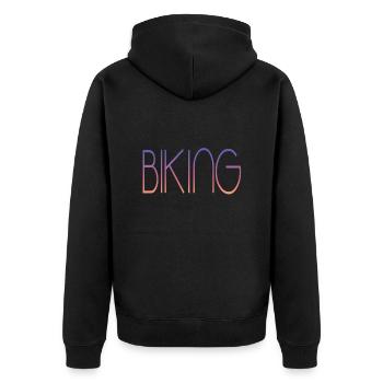biking bmx mtb - Unisex Premium Bio Zip Hoodie - Schwarz - Hinten - Nico (187cm)