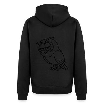 Eule Comic - Unisex Premium Bio Zip Hoodie - Schwarz - Hinten - Nico (187cm)