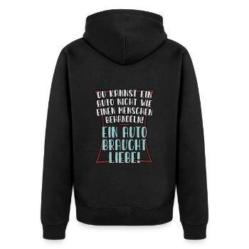 Auto Liebe Tuning - Unisex Premium Bio Zip Hoodie - Schwarz - Hinten - Nico (187cm)