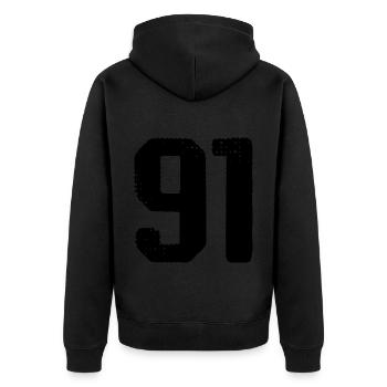91 number jersey - Unisex Premium Organic Zip Hoodie - black - Back - Nico (187cm)