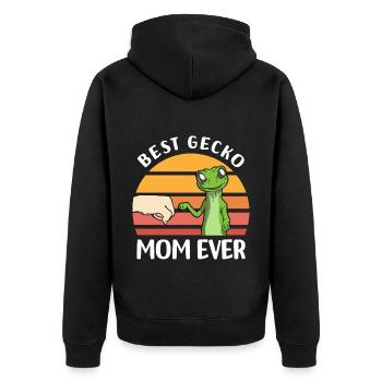 Gecko Reptile Lovers | Geckos Animals Gifts - Unisex Premium Organic Zip Hoodie - black - Back - Nico (187cm)