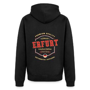 Erfurt Germany City Font Vintage Retro - Unisex Premium Organic Zip Hoodie - black - Back - Nico (187cm)