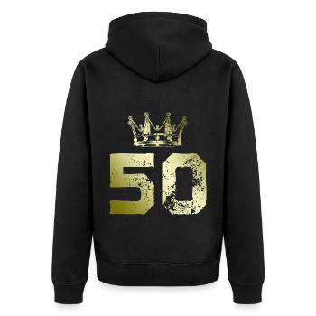 Couronne de 50 numéros - Veste à capuche bio Premium Unisexe - noir - Dos - Nico (187cm)