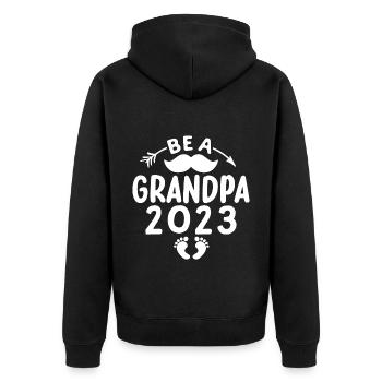Werdender Opa 2023, 2023 werde ich Opa, 2023 Opa - Unisex Premium Bio Zip Hoodie - Schwarz - Hinten - Nico (187cm)