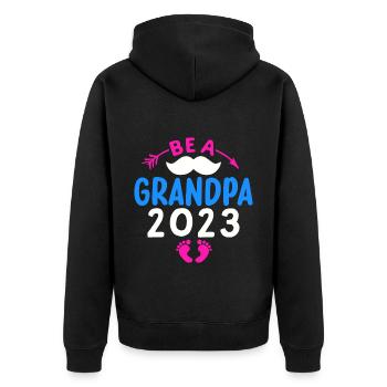 Werdender Opa 2023, 2023 werde ich Opa, 2023 Opa - Unisex Premium Bio Zip Hoodie - Schwarz - Hinten - Nico (187cm)