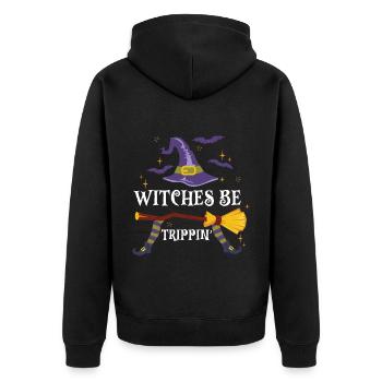 Halloween Witches be Trippin - Unisex Premium Organic Zip Hoodie - black - Back - Nico (187cm)