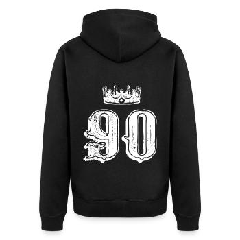 90 Number crown - Unisex Premium Organic Zip Hoodie - black - Back - Nico (187cm)