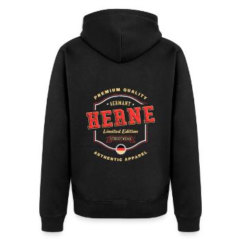 Herne Germany City Font Vintage Retro - Unisex Premium Organic Zip Hoodie - black - Back - Nico (187cm)