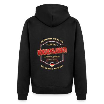 Mönchengladbach Deutschland Stadt Vintage Retro - Unisex Premium Bio Zip Hoodie - Schwarz - Hinten - Nico (187cm)