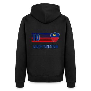 Liechtenstein Fußball Mannschaft - Unisex Premium Bio Zip Hoodie - Schwarz - Hinten - Nico (187cm)