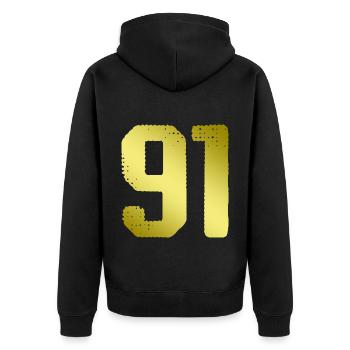 91 number jersey - Unisex Premium Organic Zip Hoodie - black - Back - Nico (187cm)