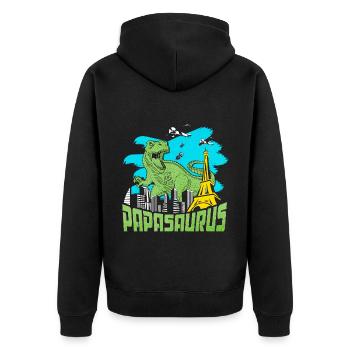 Papasaurus humour papa dinosaure cadeau vintage - Veste à capuche bio Premium Unisexe - noir - Dos - Nico (187cm)
