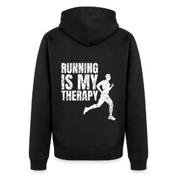 Running Is My Therapy Laufen - Unisex Premium Organic Zip Hoodie - black - Back - Nico (187cm)