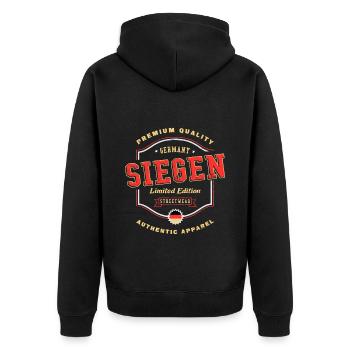 Siegen Germany City Font Vintage Retro - Unisex Premium Organic Zip Hoodie - black - Back - Nico (187cm)