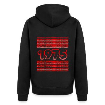 Jahr 1975 - Unisex Premium Bio Zip Hoodie - Schwarz - Hinten - Nico (187cm)