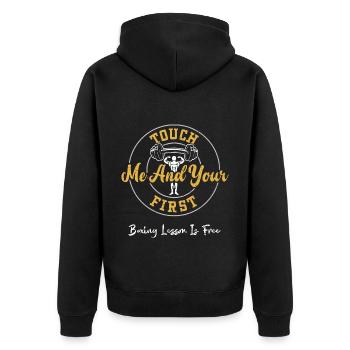 Touch Me And Your First Boxing L... - Unisex Premium Organic Zip Hoodie - black - Back - Nico (187cm)