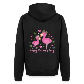 happy Mothersday - Unisex Premium Bio Zip Hoodie - Schwarz - Hinten - Nico (187cm)