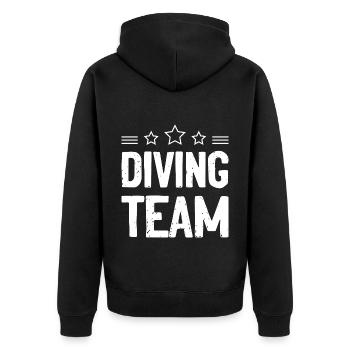 Diving Team - Unisex Premium Organic Zip Hoodie - black - Back - Nico (187cm)