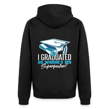 Graduierter Universitäts-Master-Abschluss - Unisex Premium Bio Zip Hoodie - Schwarz - Hinten - Nico (187cm)