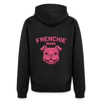 Frenchie Mom - Unisex Premium Bio Zip Hoodie - Schwarz - Hinten - Nico (187cm)