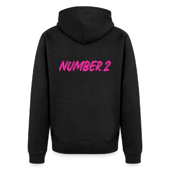Numéro 2 - deux - deuxième - deuxième - 2 - numéro 2 - Veste à capuche bio Premium Unisexe - noir - Dos - Nico (187cm)