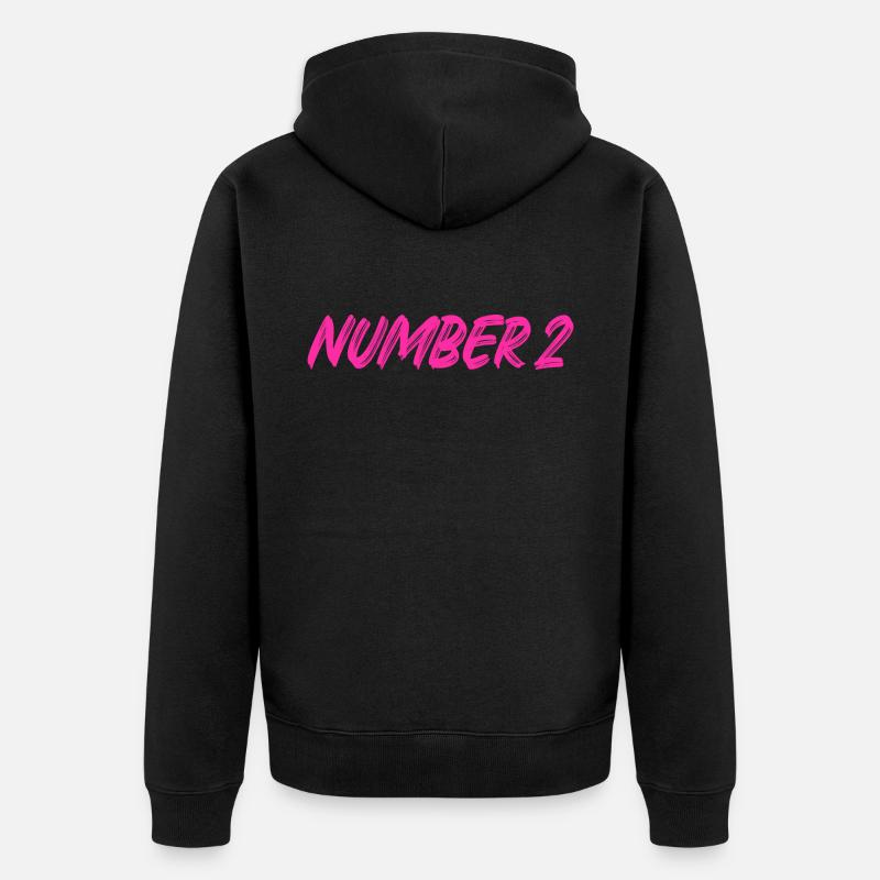 Numéro 2 - deux - deuxième - deuxième - 2 - numéro 2 - Veste à capuche bio Premium Unisexe - noir